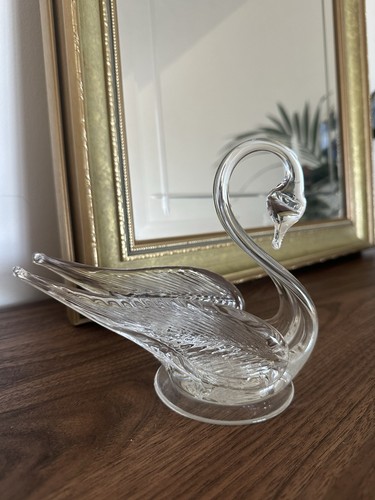 Vintage clear art glass - clear, swan