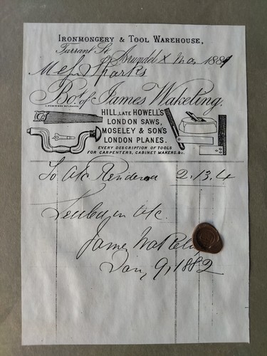 1880s ironmongery invoice from - invoice,