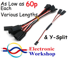 RC Servo Extension Wires Male-Female Futaba & Y-Split 10 20 30 & 50cm UK SELLER