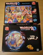 2x Wasgij Mystery 1000 piece jigsaw puzzles 19 Bingo Blunder + 9 Train Robbery