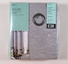 NEXT DINO LAND BLACKOUT THERMAL EYELET LINED KIDS BOYS CURTAINS GREY 168X137CM