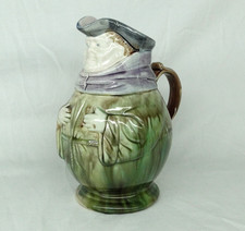 Vintage Antique Toby Jug French Majolica Pottery Pitcher Round Fat man Monk 20cm