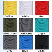 ELASTIC ROUND BUNGEE SHOCK CORD 9 COLOURS 4MM WIDE 1 METRES TO 100 METRES