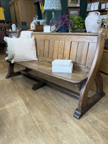 Antique oak church pew - church,