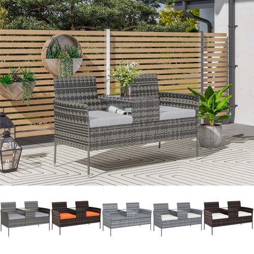 Rattan garden bench - garden,