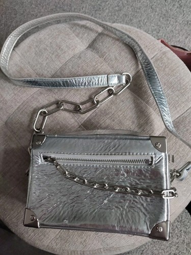 Silver metallic clutch - metallic, box