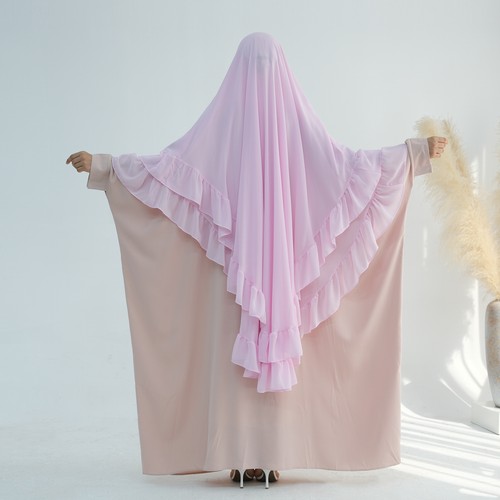 Long khimar ruffle headscarf - ruffle,