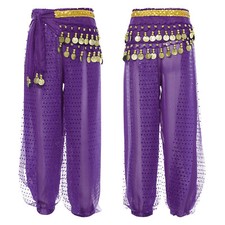 Girls Harem Pants Arabic Belly Dance Costume Performance Trouser with Hip Scarf
