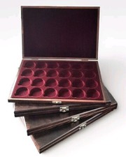 Luxury Wooden Box Cabinet Case Gold Silver Coins Capsules Storage Display Tray