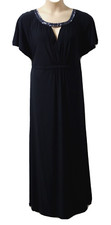 M&S Collection Womens Maxi Dress size 20 Beaded Neck Angel Sleeve Black Bnwt