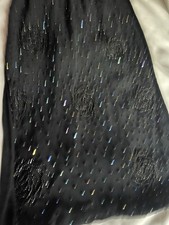 Ladies Black Chiffon Evening Scarf Heavy Beaded Ends. Preowned Excellent