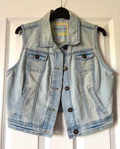 New look blue denim sleeveless - blue,