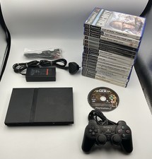 Sony PlayStation 2 Slim Black Console Bundle Official Controller 17 Games