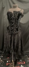 Raven Gothic Victorian Outfit Lace Layered Skirt And Velvet Corset Top ML 12/14
