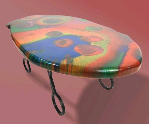 Coffee table with peacock - table,
