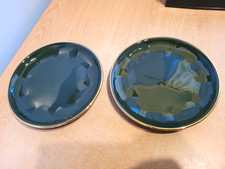 Vintage Apilco Green & Gilt 2 X 17cm Side Plates. Excellent Condition.