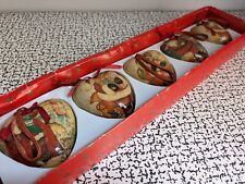 90s Vintage Heart Paper Mache Decoupage Baubles Christmas Xmas Tree Decorations