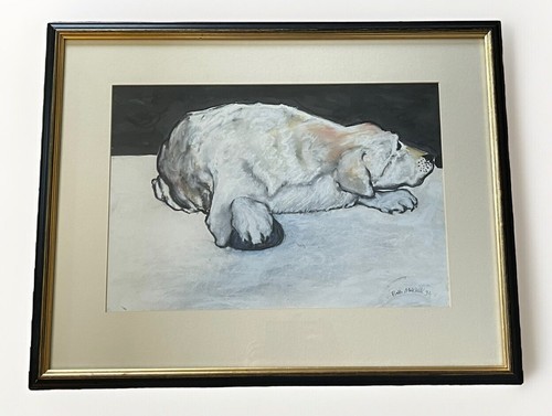 Original signed drawing dog - original,