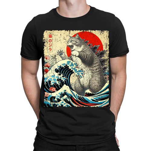 Cat japanese animal art funny - cat,
