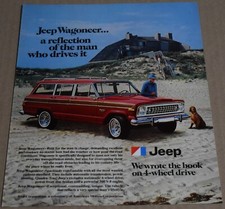 1977 Print Ad Jeep Wagoneer Beach Cottage Dog Man Lady 4wd Vacation Travel ride