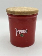 TYPHOO Tea Red Caddie, Vintage, Wooden Lid, Canister  Storage