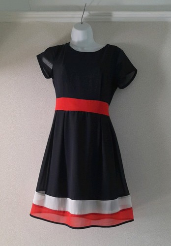 Apricot navy white red - white, midi