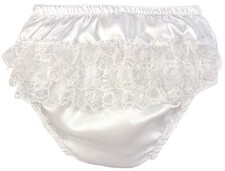 Baby Girl Frilly Pants Satin Knickers Lace Nappy Cover Christening