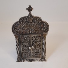 Antique Tin Triptych Icon