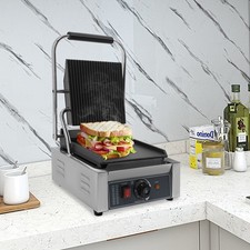 1800W Commercial Sandwich Panini Press Grill Machine Stainless Steel UK Plug