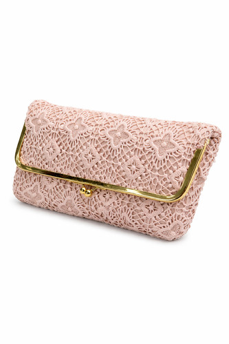 Blush pink lace clutch - pink,