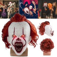 Scary Clown Mask With Red Hair