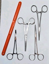 4 Pairs Fishing Forceps Straight & Curved Trout Carp Pike Sea Fly + Marrow Spoon