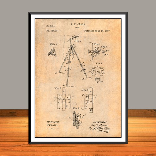 1887 easel patent print - easel,
