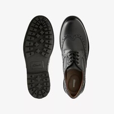 CLARKS MEN’S CURINGTON WING BLACK LEATHER SMART NON-SLIP BROGUE SHOES UK 10.5 G