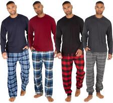 Mens Flannel Pyjama Set Jersey & Cotton Blend Long Sleeve Lounge Pyjamas