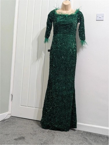 Emerald green sequin feather - emerald,