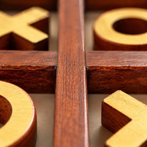 Wooden and toe game - x, o