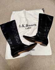 L K BENNETT BLACK LEATHER FLAT