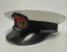 Vintage Royal Navy Officer Dress Cap with Crown and Anchor Badge Preowned 