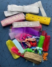Lot Various Organza Ribbons - Some Printed/ Wired Edge - Craft Sewing Stitching