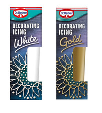 Dr Oetker Decorating Writing Icing Tube White and Gold Combined Pack