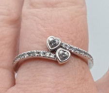 Pandora S925 ALE Silver & Clear CZ  Crossed Hearts  Ring Size 60/ R 1/2