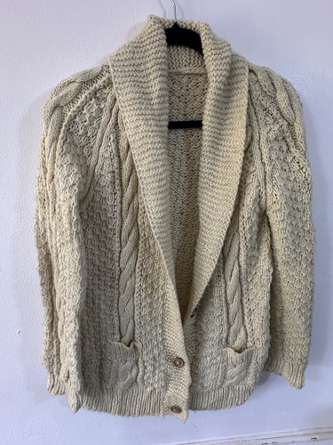 Hand knitted cream aran - cream,