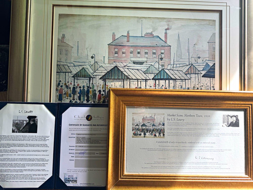 Lowry market scene - l.s.,