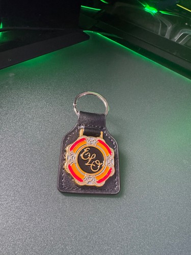 Elo leather metal keyring - leather,