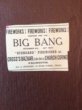 a2u  Ephemera 1933 Advert Big Bang Standard Fireworks Cross’s Bazaar Falmouth