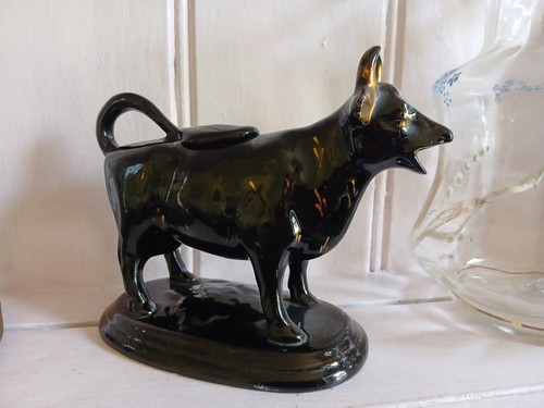 Antique cow creamer black - cow,