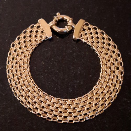 9ct gold broad bismark link - gold,
