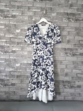 Quiz Navy Floral Wrap Midi