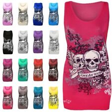 Women Halloween Forever Young Skull Plain Back Sleeveless Ladies Vest Top T Shir